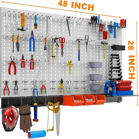 TORACK 109Pcs Pegboard Wall Organizer 4 ft. Garage Metal Pegboard Standard Utility Tool Storage Kit w/Toolboard Hooks &
