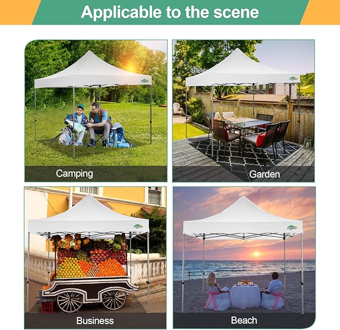 COBIZI 10x10 Pop Up Canopy Tent 10x10 Easy up Canopy, Heavy Duty Outdoor Canopy UPF 50+ All Weather Waterproof Instant Party