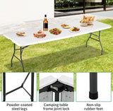 8FT Folding Table, Heavy Duty Foldable Table with Handle, Portable Fold-in-Half Utility Tables for Indoor & Outdoor Use