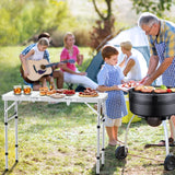Folding Camping Table with Storage Net, 3ft Camping Table Aluminum Folding Table with 3 Adjustable Height Max 27.1 Inch,