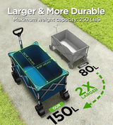 Beach Wagon,Collapsible-Wagon 220lbs with Big Wheels FoldableWagon Carts,Portable Utility for Garden Grocery Sports Camping
