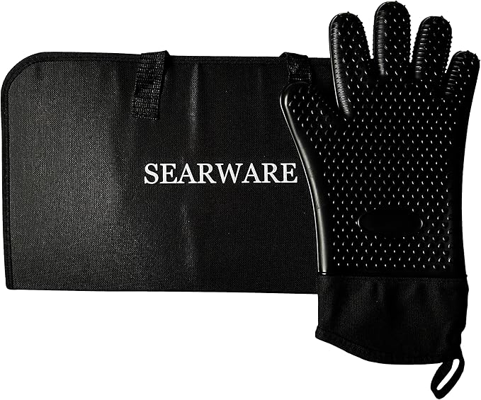 Barbecue Grill Tool Set - Stainless Steel - Strong Durable Design - Heat Resistant Glove & Bristle Free Grill Brush -