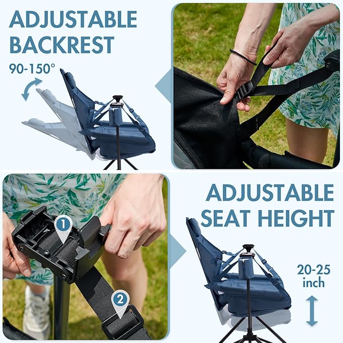 Portal Hammock Camping Chair, Portable Outdoor Swinging Chairs, Rocking Chair for Adults with Adjustable Back and Height for