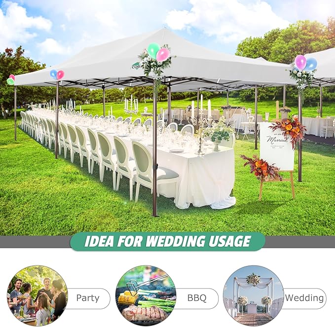 COBIZI 10x20 Pop Up Canopy Heavy Duty Without Sidewalls, Commercial Heavy Duty Pop Up Tent for Parties All Weather
