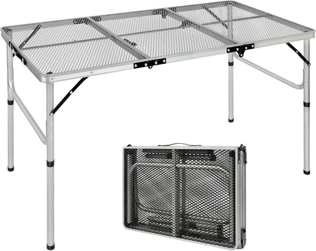 RedSwing Portable Grill Table for Outside, Aluminum Folding Grill Stand Table for Outdoor Camping Picnic BBQ, Lightweight