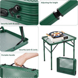 Small Folding Table, Easy for Storage, Compact and Portable Picnic Table for Grill, Outdoor Camping, Garden, Patio, Dining,