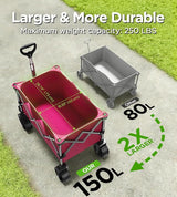 Beach Wagon,Collapsible-Wagon 220lbs with Big Wheels FoldableWagon Carts,Portable Utility for Garden Grocery Sports Camping