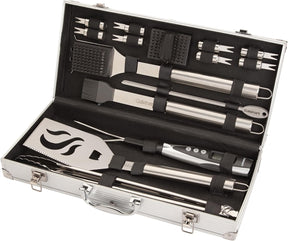 Cuisinart Deluxe Grill Tool Set, 20-Piece Grill Tools BBQ Accessories with Aluminum Case & Digital Temperature Fork,