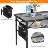 REDCAMP 36x24 Folding Grill Table for Outside, Lightweight Portable Metal Aluminum Outdoor Grill Table with Adjustable