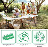 8FT Folding Table, Heavy Duty Foldable Table with Handle, Portable Fold-in-Half Utility Tables for Indoor & Outdoor Use