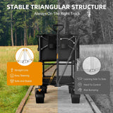 Foldable 50''L Extra Long Double Decker Wagon for Sport, 400L Collapsible Heavy Duty Wagon Cart with Big Wheels, Utility