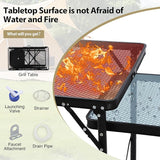 REDCAMP Portable Grill Table with Sink for Outside, Lightweight Aluminum Frame Folding Grill Stand Table with Adjustable