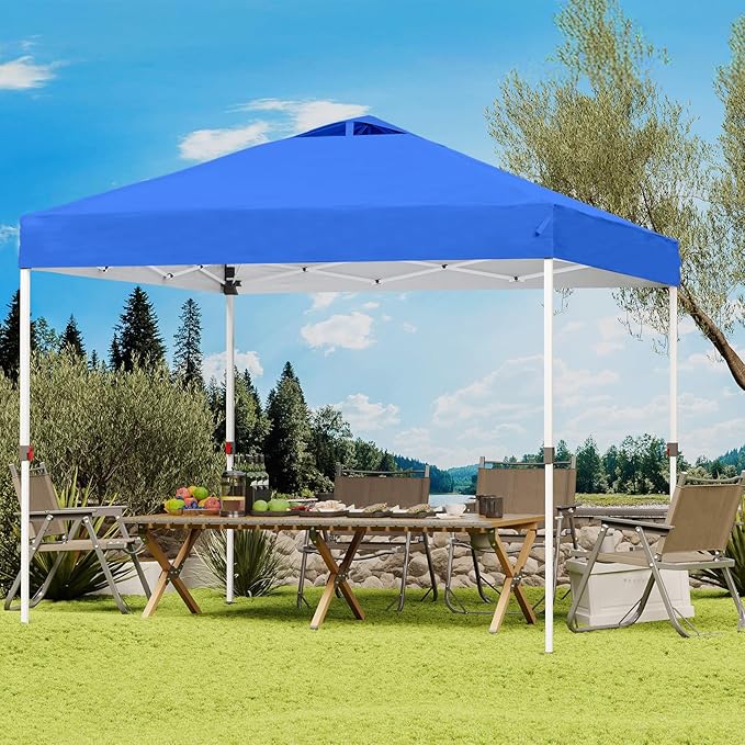 Shades 10x10 Pop Up Canopy with One Push Setup,Heavy Duty Beach Tent with Wheels for Easy Moving, Sun Shelter for