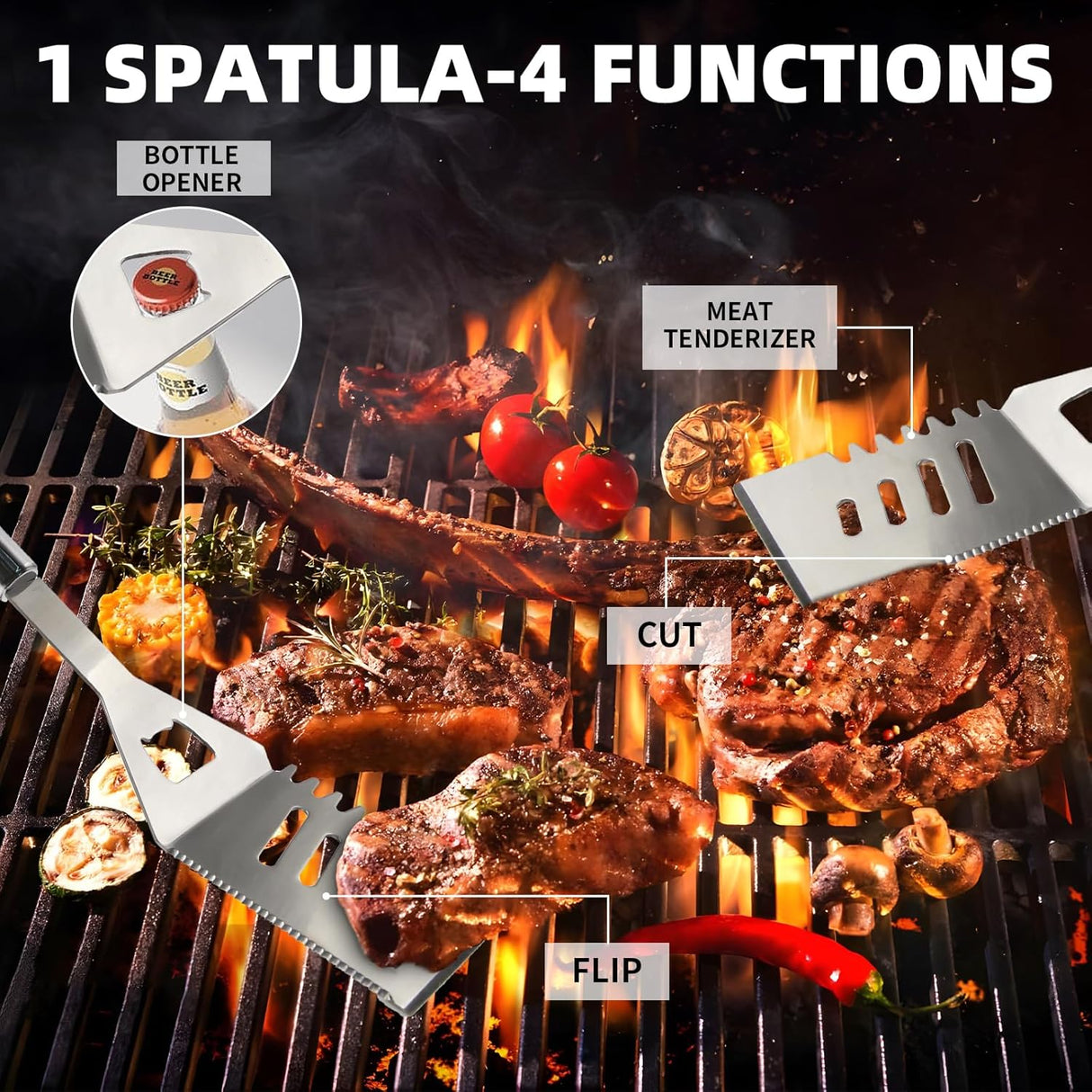 11Pcs Stainless Steel BBQ Grilling Accessories Set, Dad Gifts for Fathers Day Grilling Gifts,Portable Practical Grill Tools