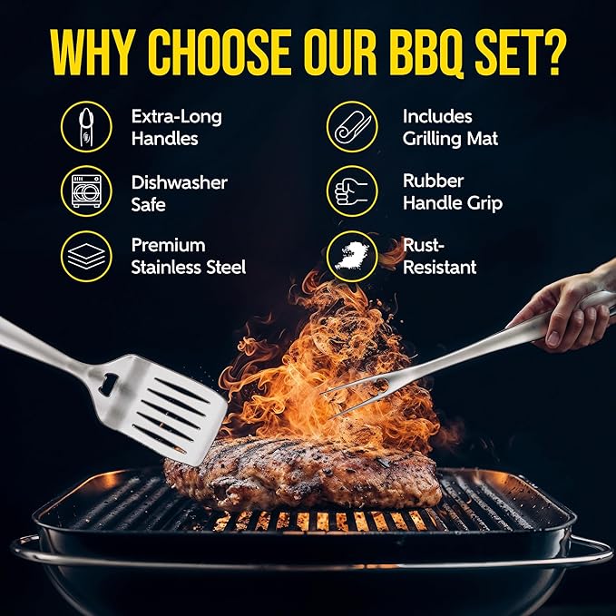 Kaluns BBQ Grilling Accessories, Grilling Gifts for Men Dad, Grill Tools for Outdoor Grill, Heavy Duty Stainless Steel Grill