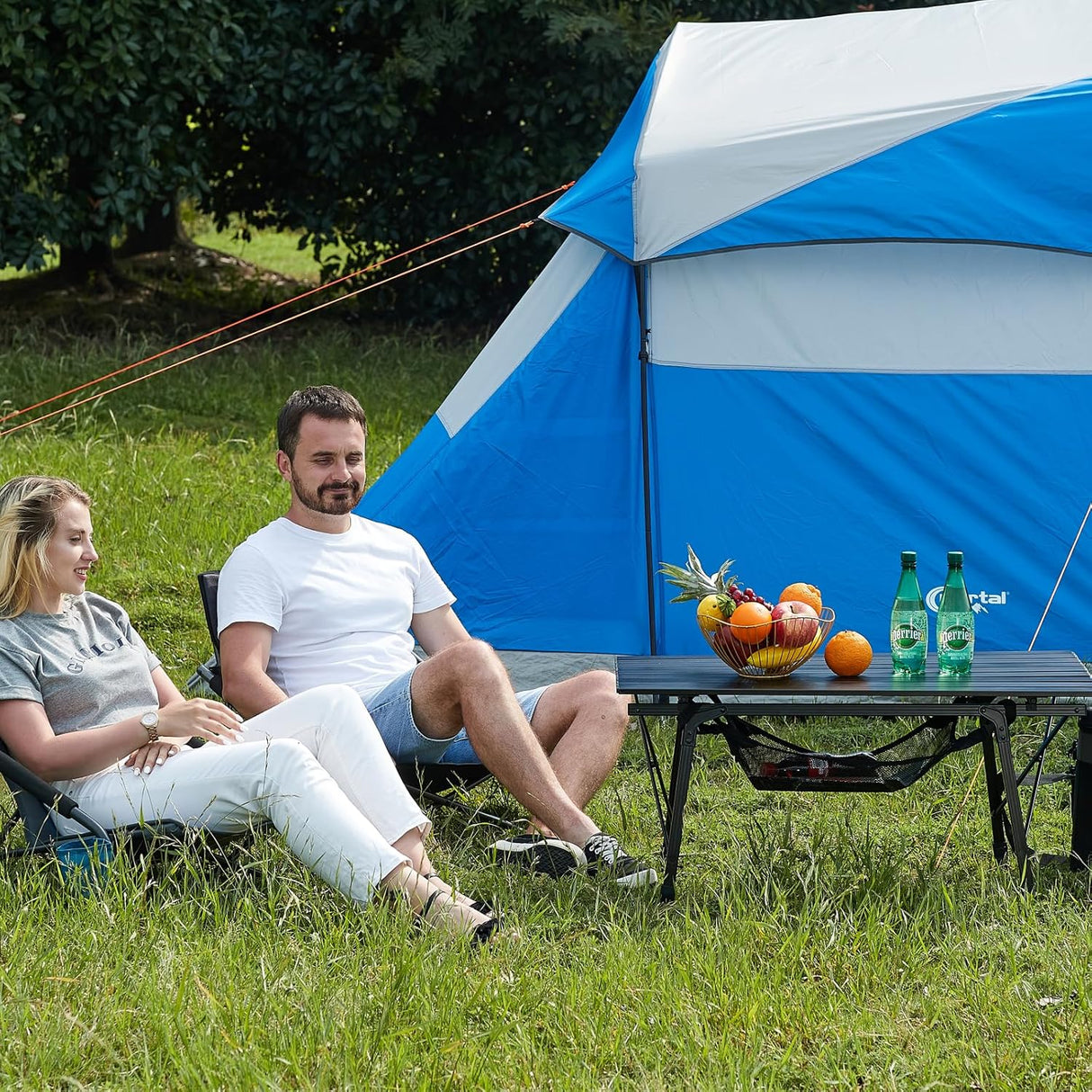 PORTAL Camping Table Foldable Portable with Adjustable Legs, Aluminum Folding Table Roll Up Table with Carrying Bag for