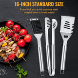 BBQ Tool Grilling Accessories, 16-Inch Stainless Steel BBQ Grill Tools Set for Men, Heavy Duty Grilling Accessories Kit for