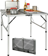 REDCAMP Folding Portable Grill Table for Outside, Lightweight Aluminum Metal Grill Stand Table for Camping Cooking BBQ RV