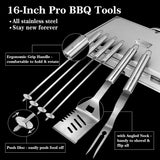 GRILLART BBQ Grill Utensil Tools Set Reinforced BBQ Tongs 19-Piece Stainless-Steel Barbecue Grilling Accessories w/Aluminum