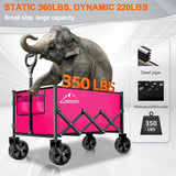 Collapsible Folding Wagon Cart, 350LBS Utility Large Capacity Cart Foldable Wagon with All Terrain Wheels, Grocery Wagons