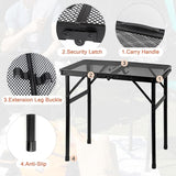 Camping Table with Mesh Desktop, Lightweight & Portable Small Folding Grill Table, Height Adjustable Metal Outdoor Table for