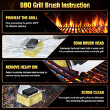 Grill Cleaning Brush Bristle Free for Outdoor Grill Brush Extended Handle for Cast Iron Stainless-Steel Grates, Replaceable