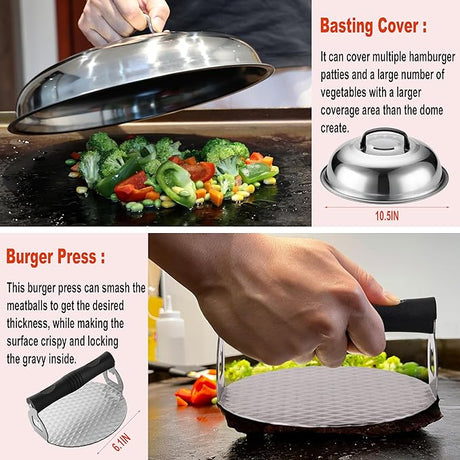 38PCS Flat Top Grill Accessories Set - Must Have for Your Outdoor with Professional Griddle Spatula, Cleaning Kit, Grill