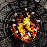 BALI OUTDOORS Fire Pit with Poker, 32 inch Outdoor Fire Pit Patio, Wood Burning Firepits for Outside with Grill