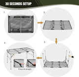REDCAMP 48x24 Long Folding Grill Table for Outside, Lightweight Portable Metal Aluminum Outdoor Grill Table with Adjustable