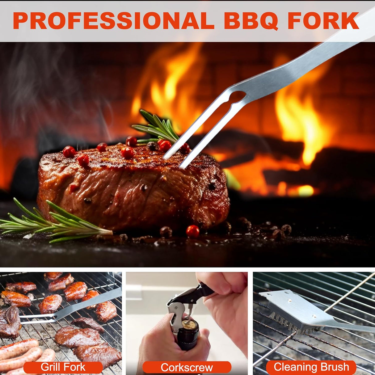 Grilljoy BBQ Accessories Grill Tools Set - 22PCS Stainless Steel Barbecue Grill Accessories for Outdoor Grill with Black