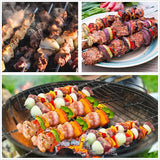 23.6" Large Size Kabob Skewers Flat Metal BBQ Barbecue Skewer Wooden Handle Stainless Steel Shish Kabob Stick Wide Reusable