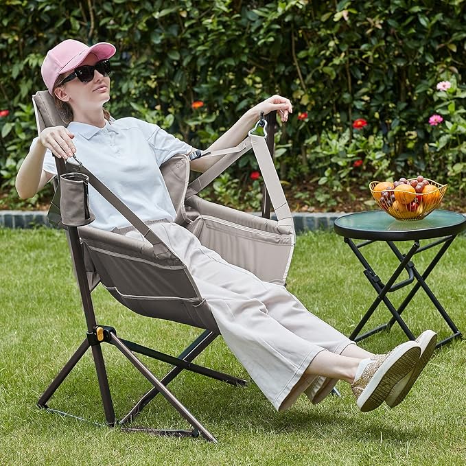 TIMBER RIDGE Hammock Camping Chair with Adjustable Backrest, Heavy Duty Folding Hammock Chair Supports 300lbs, Portable