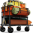 Foldable 50''L Extra Long Double Decker Wagon for Sport, 400L Collapsible Heavy Duty Wagon Cart with Big Wheels, Utility