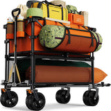 Foldable 50''L Extra Long Double Decker Wagon for Sport, 400L Collapsible Heavy Duty Wagon Cart with Big Wheels, Utility