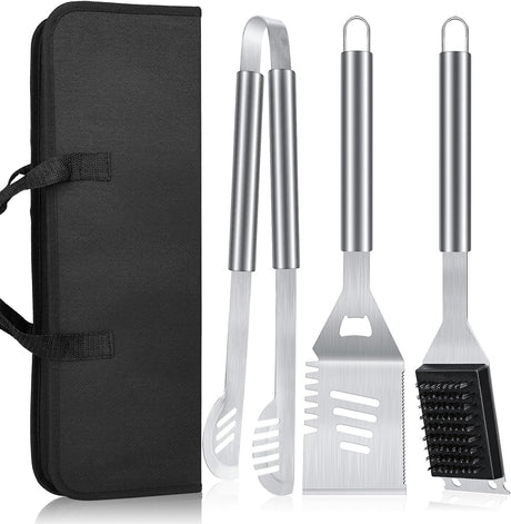 BBQ Tool Grilling Accessories, 16-Inch Stainless Steel BBQ Grill Tools Set for Men, Heavy Duty Grilling Accessories Kit for