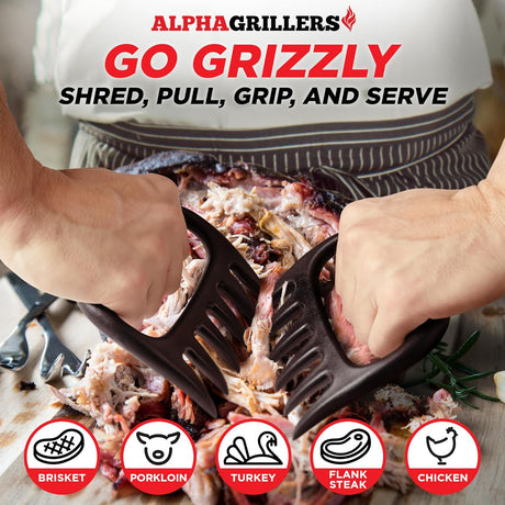 Alpha Grillers Meat Shredder Claws - Grilling Accessories Gifts for Men Dad Him Husband Son Boyfriend Birthday - BBQ