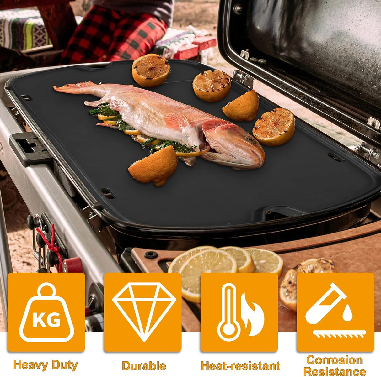 Cast Iron Grill Griddle for Weber 9010001 9011701 9013001 9020001 9030001 Traveler Portable Grill Accessories, Reversible
