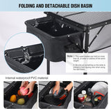 RedSwing Portable Grill Table with Sink for Outside, Aluminum Frame Folding Grill Stand Table for Outdoor Camping Picnic