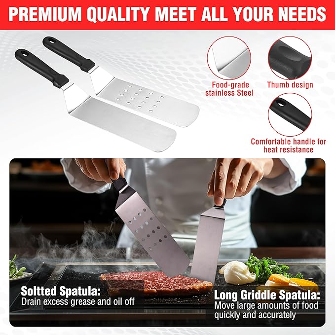 128 PCS Griddle Accessories Kit - Premium Flat Top Grill Accessories Set for Blackstone & Camp Chef, Stainless Steel BBQ