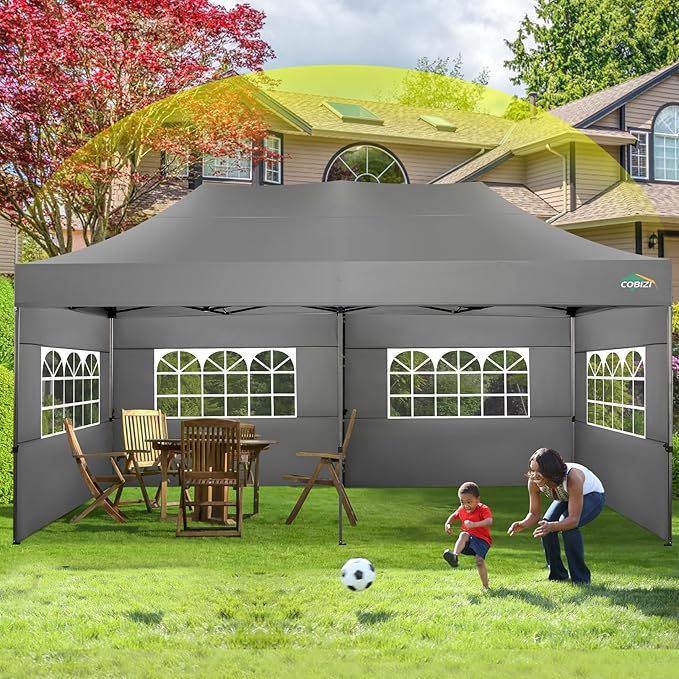 COBIZI 10x20 Canopy with Sidewalls, Heavy Duty Party Tent Pop up carpas para Fiestas, Tents for Parties, Wedding, Outdoor Ez