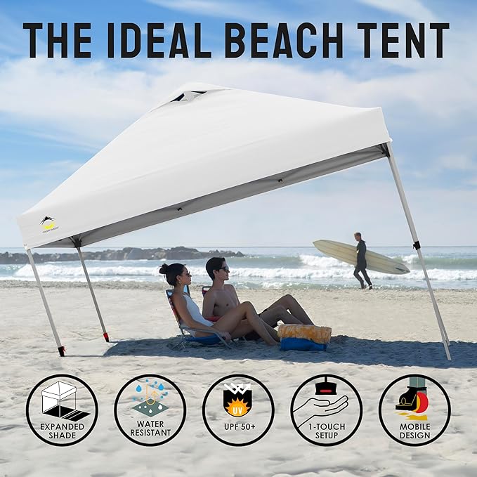 CROWN SHADES 10x10 Pop Up Canopy - Patented Center Lock One Push Instant Outdoor Canopy Beach Tent with STO-N-Go Bag 8