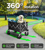 Beach Wagon,Collapsible Wagon 220lbs with Big Wheels FoldableWagon Carts,Portable Utility for Garden Grocery Sports Camping