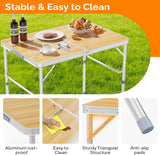VINGLI 3FT Small Camping Table Adjustable Height Aluminum Folding Table for Picnic Party BBQ, Plastic RV Suitcase Table