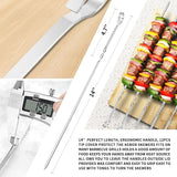 Kabob Skewers 14" Stainless Steel Long BBQ Barbecue Skewers, Flat Metal Kebob Sticks Wide Reusable Grilling Skewers for Meat