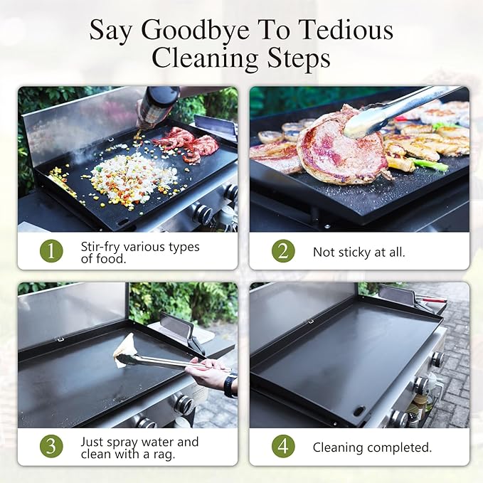 Sophia & William 22" Flat Top Grill with Lid & Ceramic Coated Cast Iron Pan, 3-Burner Portable Tabletop Gas Propane Griddle