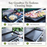 Sophia & William 22" Flat Top Grill with Lid & Ceramic Coated Cast Iron Pan, 3-Burner Portable Tabletop Gas Propane Griddle