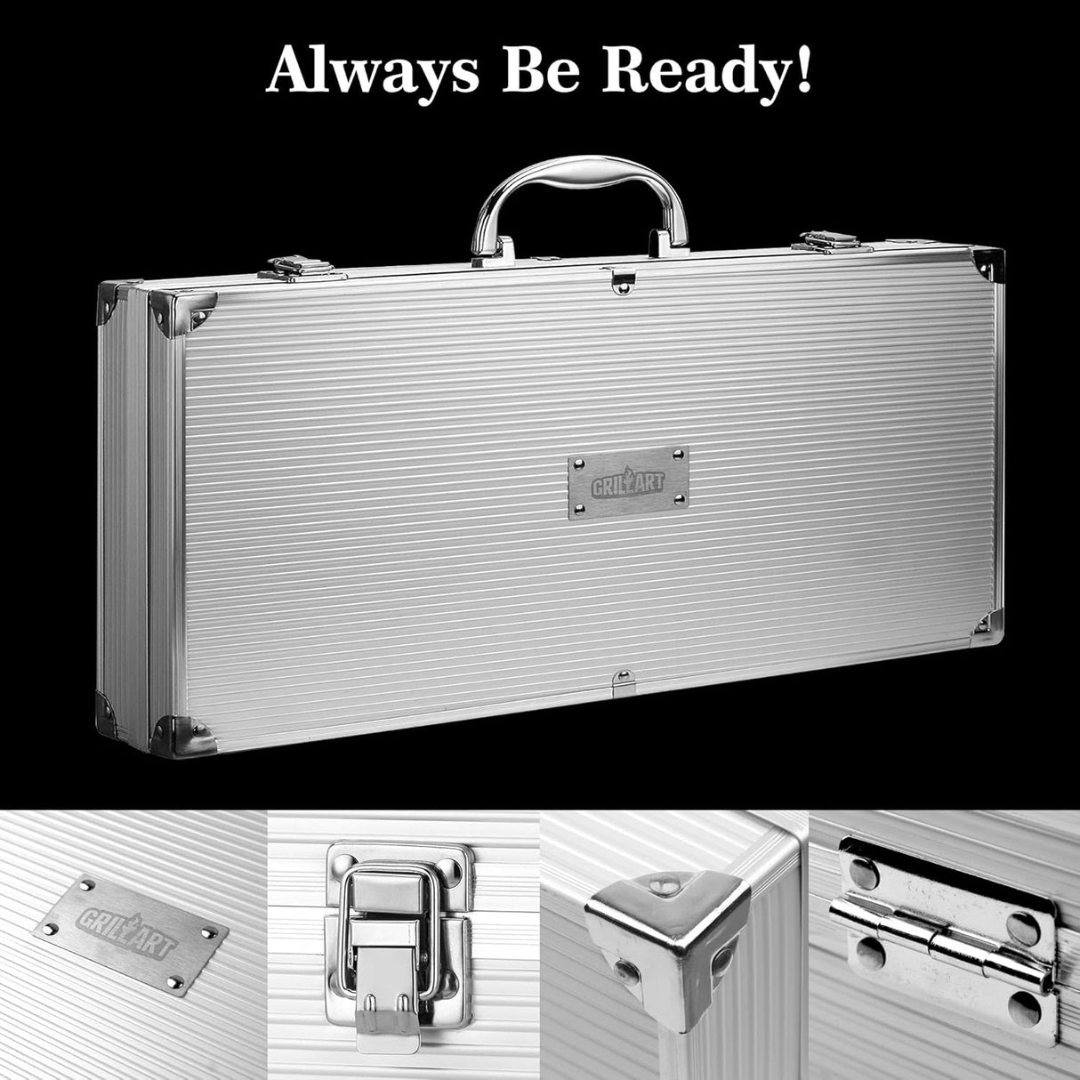 GRILLART BBQ Grill Utensil Tools Set Reinforced BBQ Tongs 19-Piece Stainless-Steel Barbecue Grilling Accessories w/Aluminum
