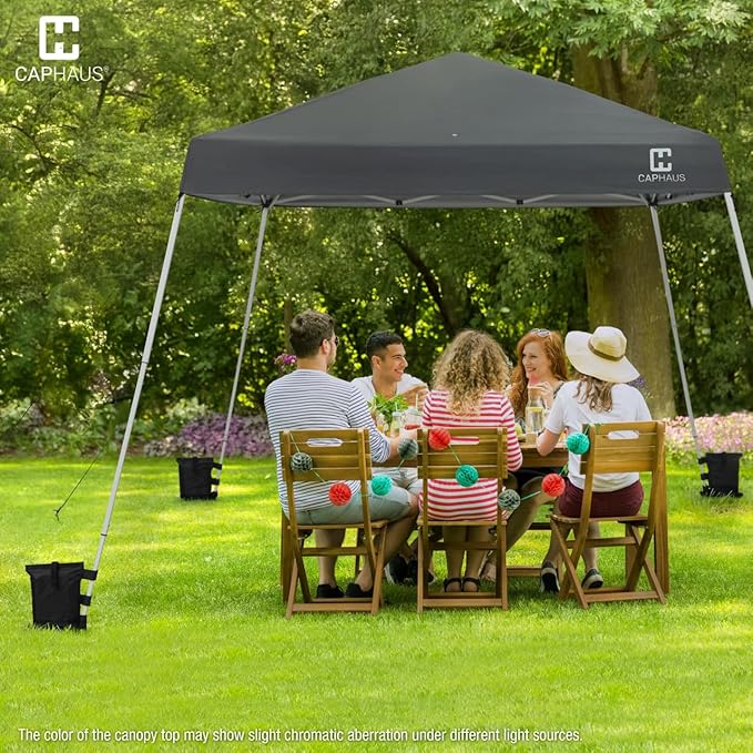 CAPHAUS One-Push Pop Up 8x8 Canopy Tent, Heavy-Duty Commercial Grade with Central Lock, Portable Instant Folding Shelter