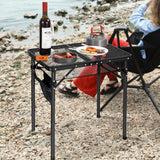 REDCAMP Small Folding Grill Table for Outside, 3 Heights Adjustable Lightweight Portable Metal Aluminum Outdoor Grill Table