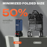 Overmont Collapsible Wagon Cart with Wheels - 180L Foldable Heavy Duty Wagon with Big All-Terrain Wheels - 330Lbs Weight
